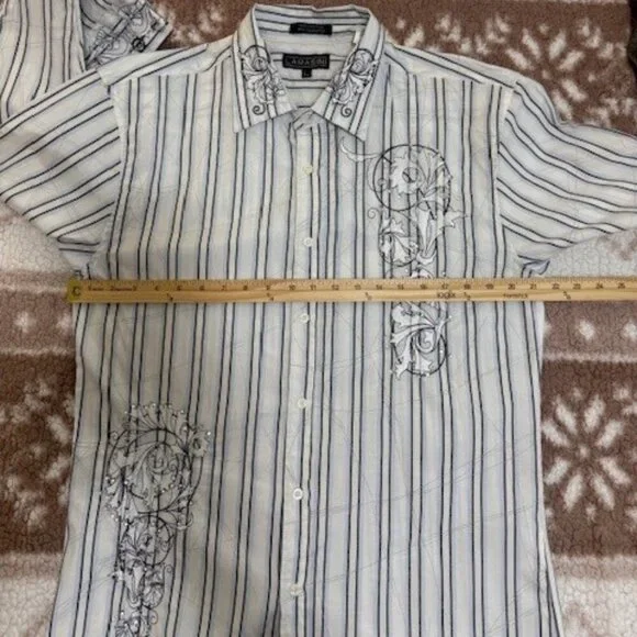 Lamasini Men's Button Up Western Cowboy Long Sleeve Y2K Shirt Large - Picture 7 of 13